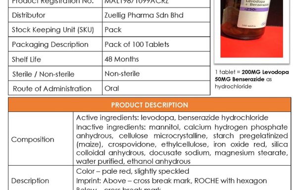 LEVODOPA 200MG & BENSERAZIDE 50MG TABLET