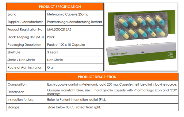 MEFENAMIC ACID 250 MG CAPSULE