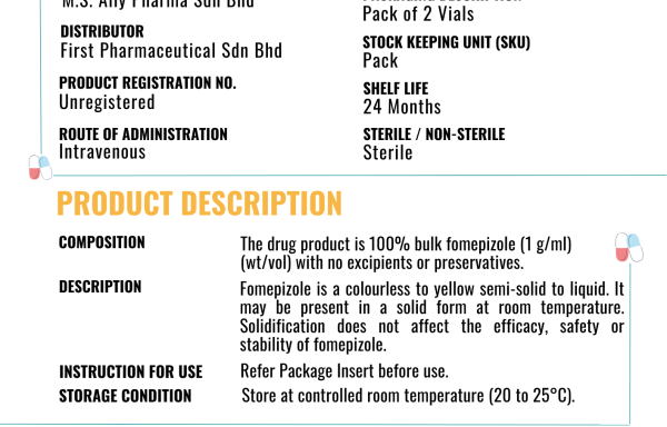 FOMEPIZOLE 1 G / ML INJECTION