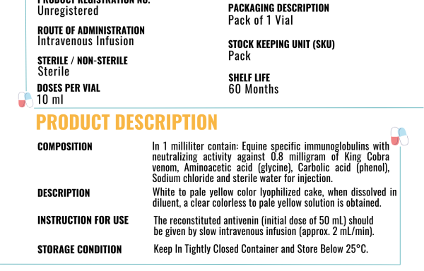 KING COBRA ANTIVENIN INJECTION