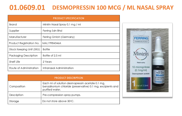 DESMOPRESSIN 100 MCG / ML NASAL SPRAY