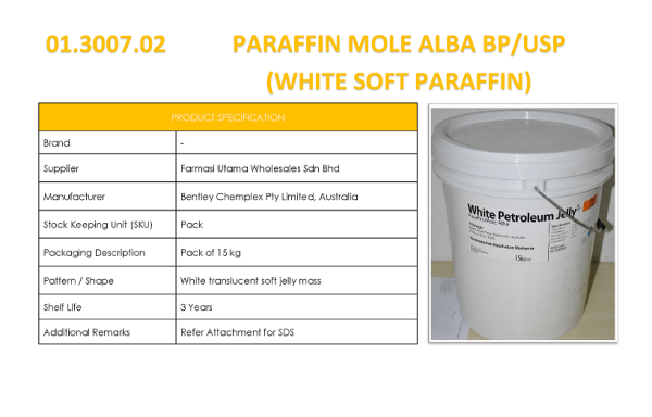 PARAFFIN MOLE ALBA BP/USP (WHITE SOFT PARAFFIN)