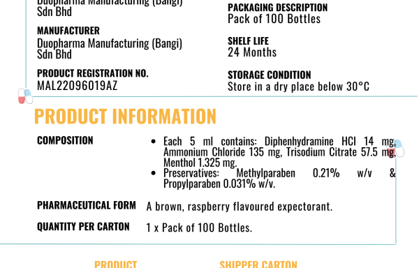 Diphenhydramine Hydrochloride 14 mg / 5 ml Expectorant (90 ml)