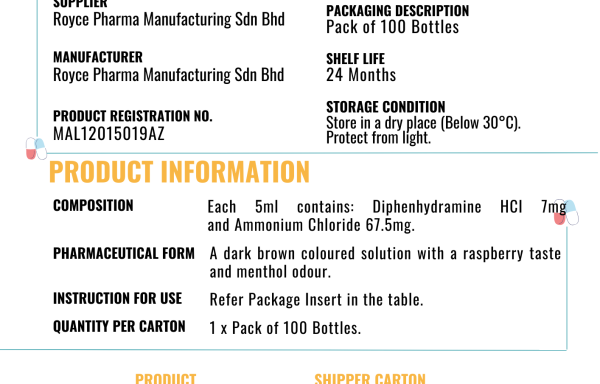 Diphenhydramine Hydrochloride 7mg / 5ml Expectorant (60ml)