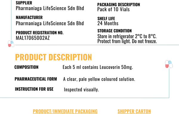 Leucovorin Calcium (Calcium Folinate) 50 mg Injection