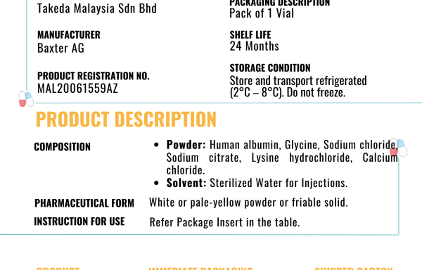 Factor VIII (Human Blood Coagulation Factor) & Von Willebrand Factor 250 IU Injection